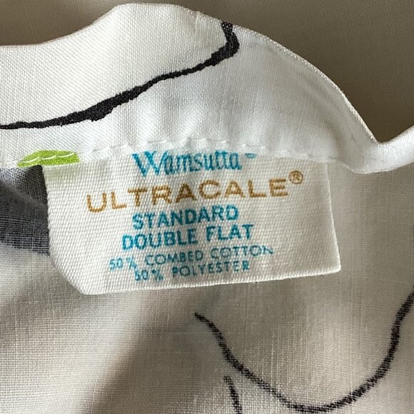 Vintage Wamsutta Flat Sheet White Floral Flowers Retro Bedding Bed Linen - Picture 5 of 5